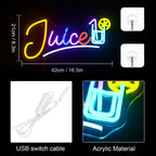 Juice – Saftglas und Zitrusscheibe – LED-Leuchtschild (5 V USB)