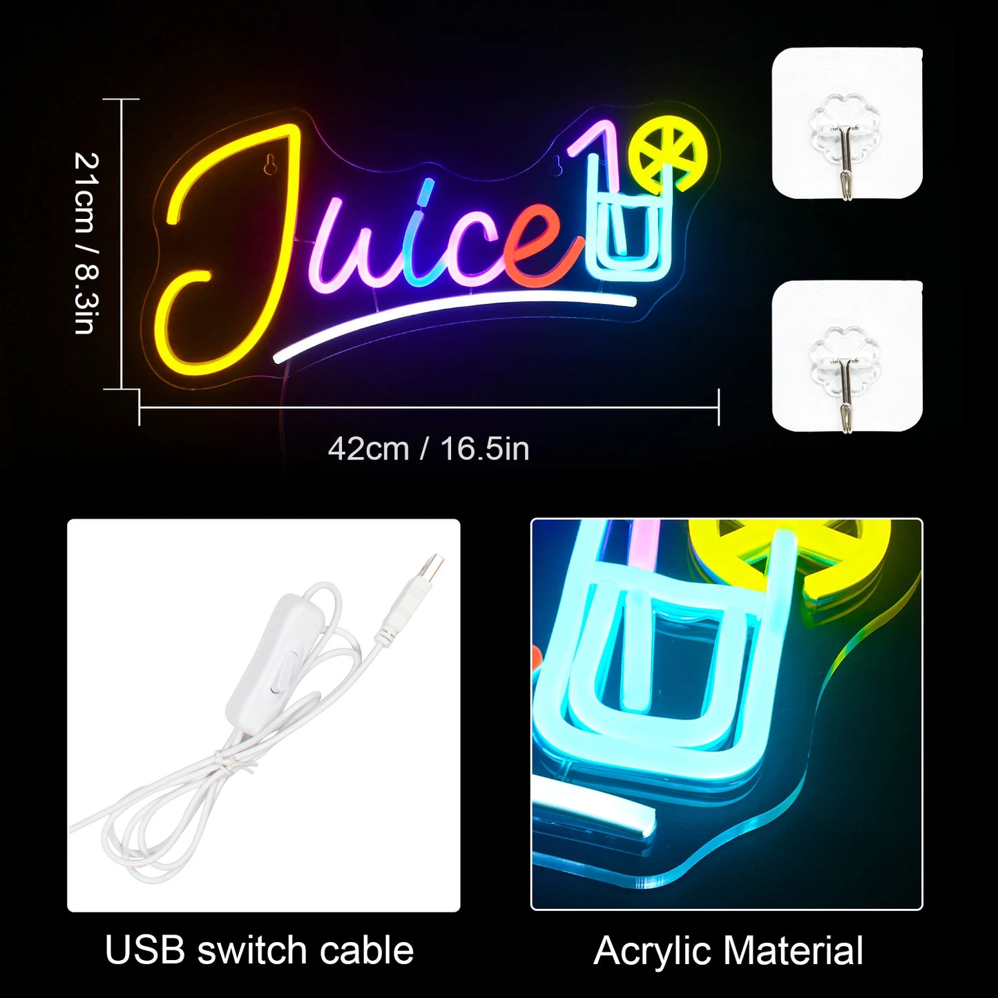 Juice 5V Mini USB LED Neon Sign - Budget Friendly