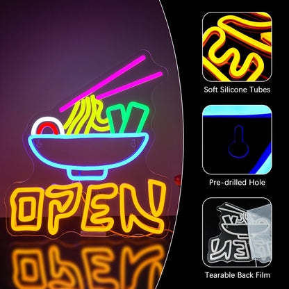 Open Ramen 5V Mini USB LED Neon Sign - Budget Friendly