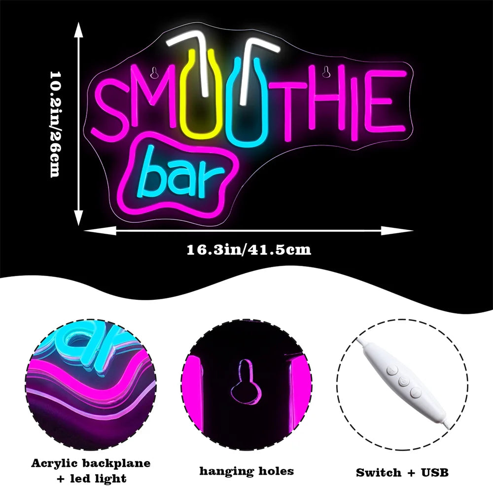 Smoothie Bar 5V Mini USB LED Neon Sign - Budget Friendly