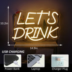 Let's Drink – LED-Leuchtschild (5 V USB)