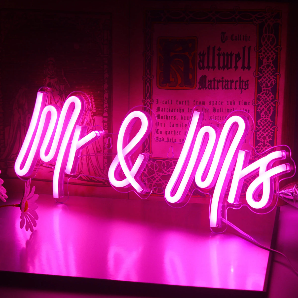Mr & Mrs – LED-Neon-Schriftzug (5 V USB)