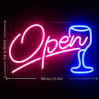 Open Wine Glass 5V USB LED Neon Sign - Budget Friendly
