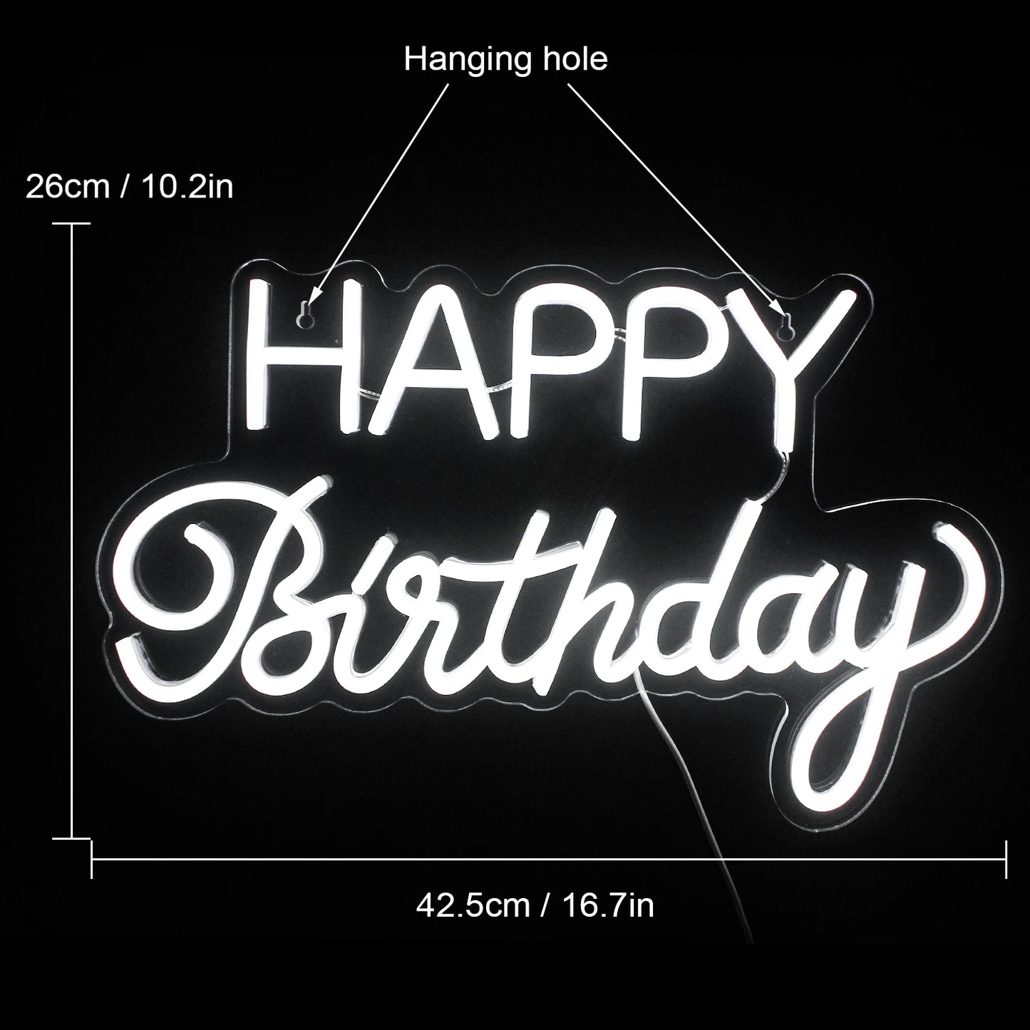 Happy Birthday 5V Mini USB LED Neon Sign - Budget Friendly