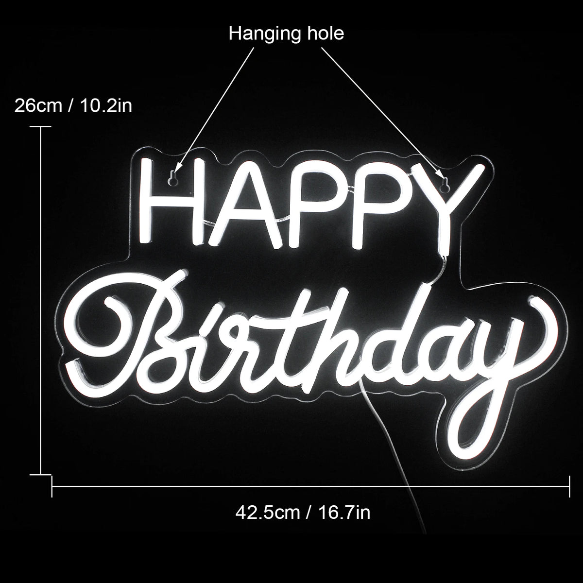 Happy Birthday 5V USB LED Neon Sign - Budget Friendly