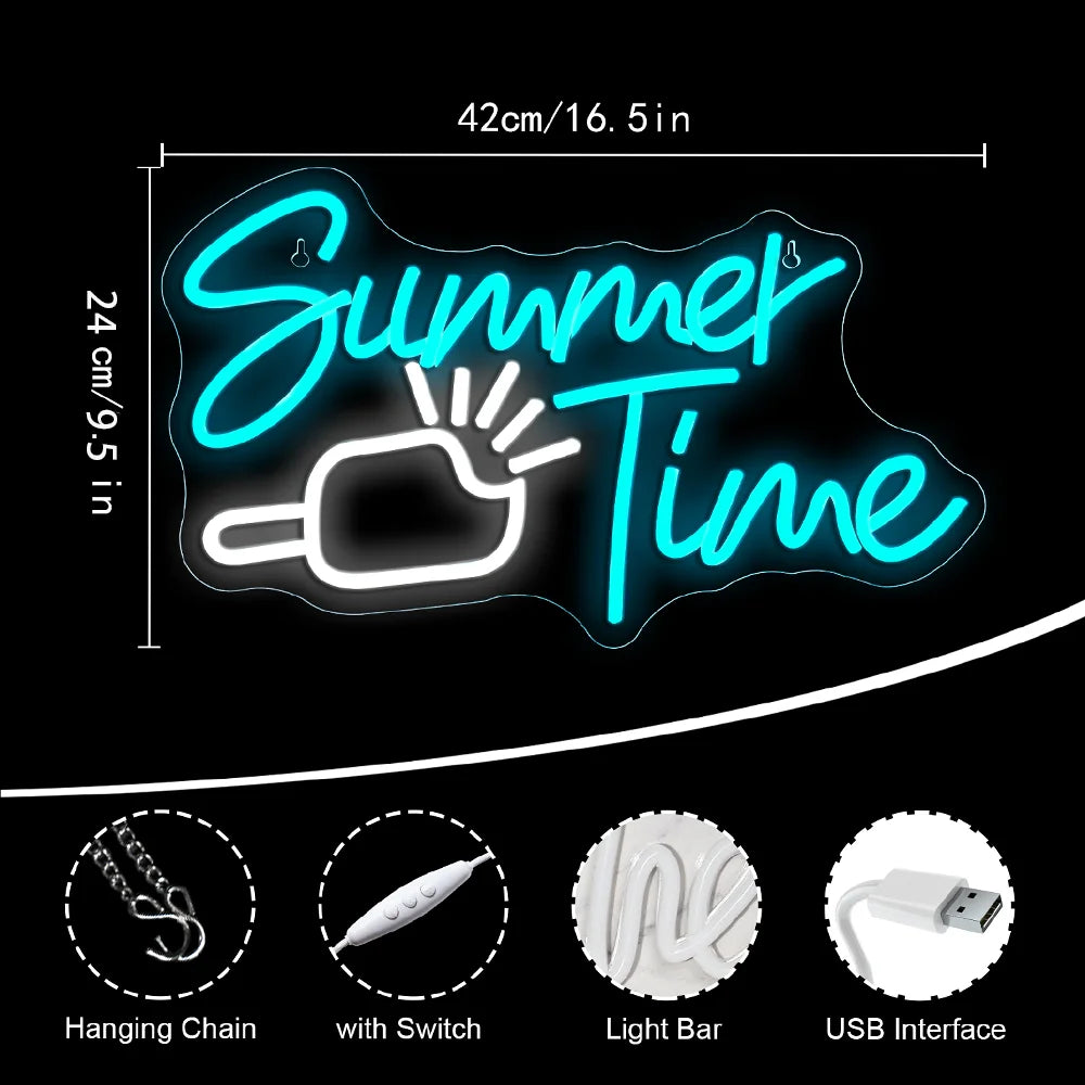Summer Time – Eiscreme – LED-Neonschild (5 V USB)
