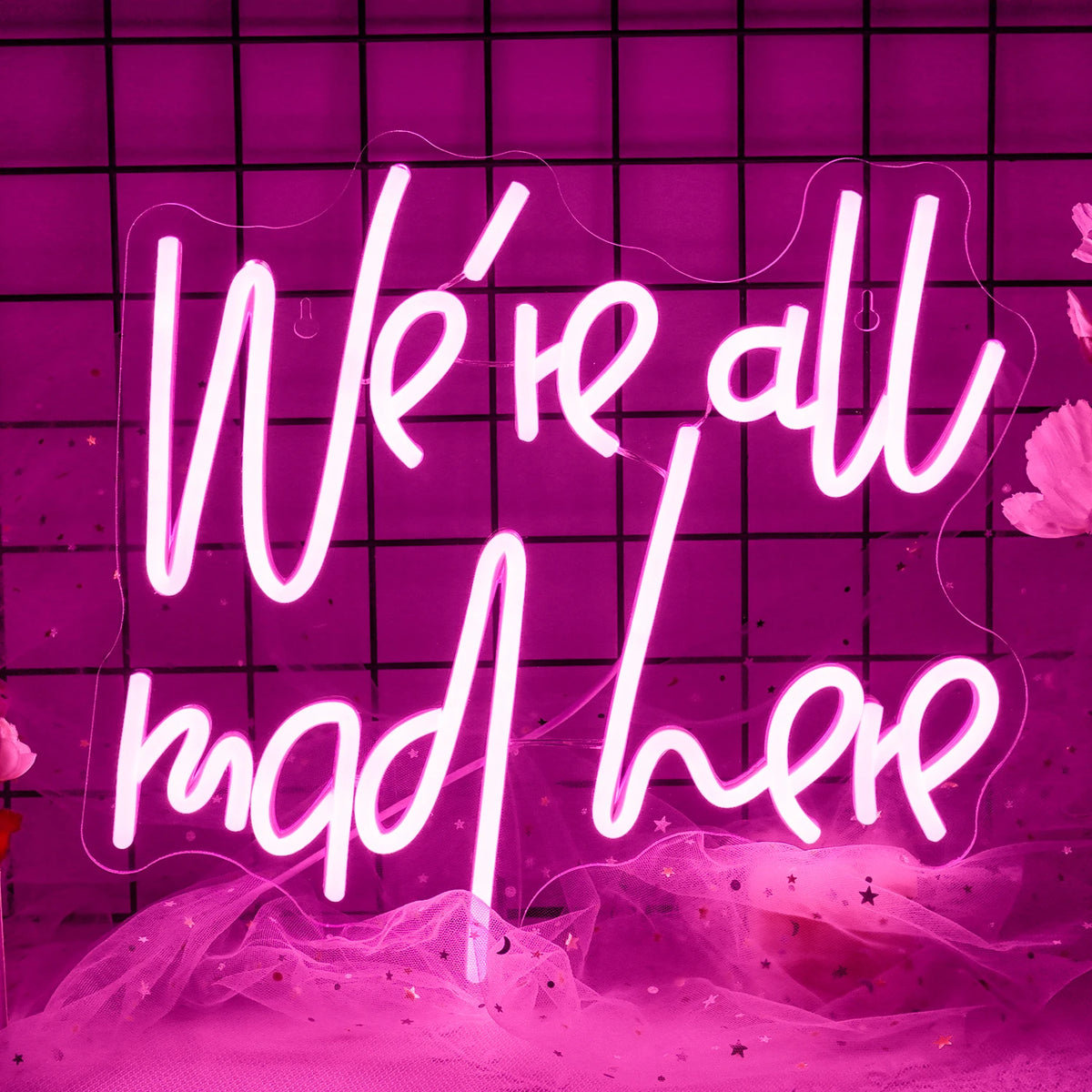 We're All Mad Here – LED-Neon-Schriftzug (5 V USB)