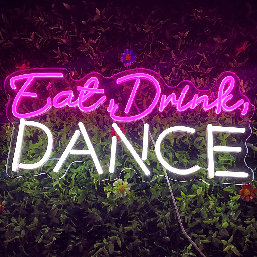 Eat Drink Dance 5V Mini USB LED Neon Sign - Budget Friendly