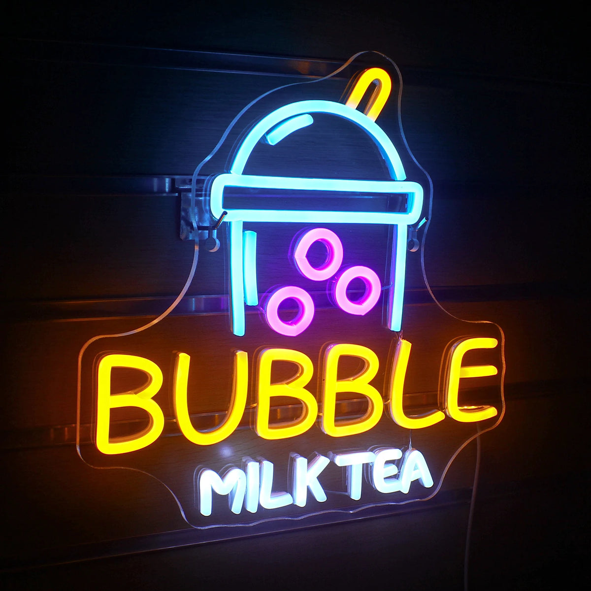 BUBBLE MILK TEA – Bubble-Tea-Becher – LED-Leuchtschild (5 V USB)