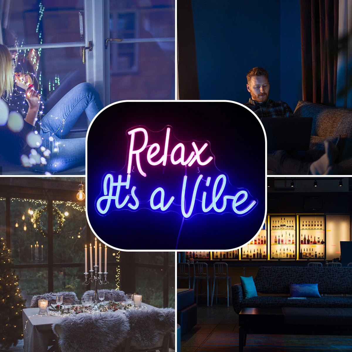 Relax It's a Vibe 5V USB LED Neon Sign - Budget Friendly