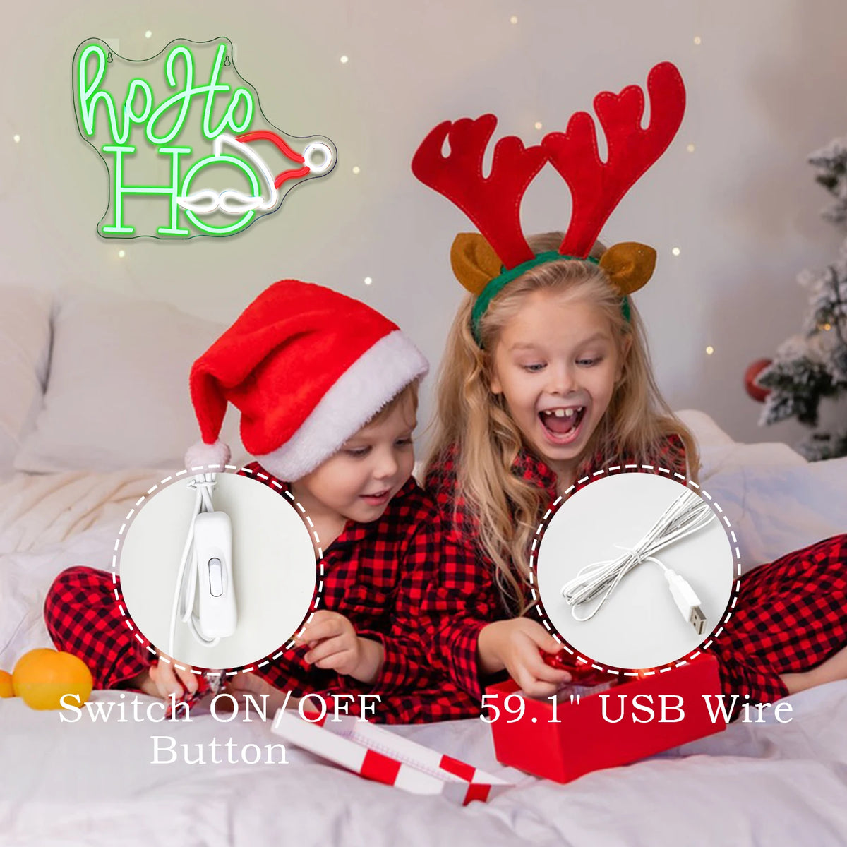 Ho Ho Ho Santa 5V USB LED Neon Sign - Budget Friendly
