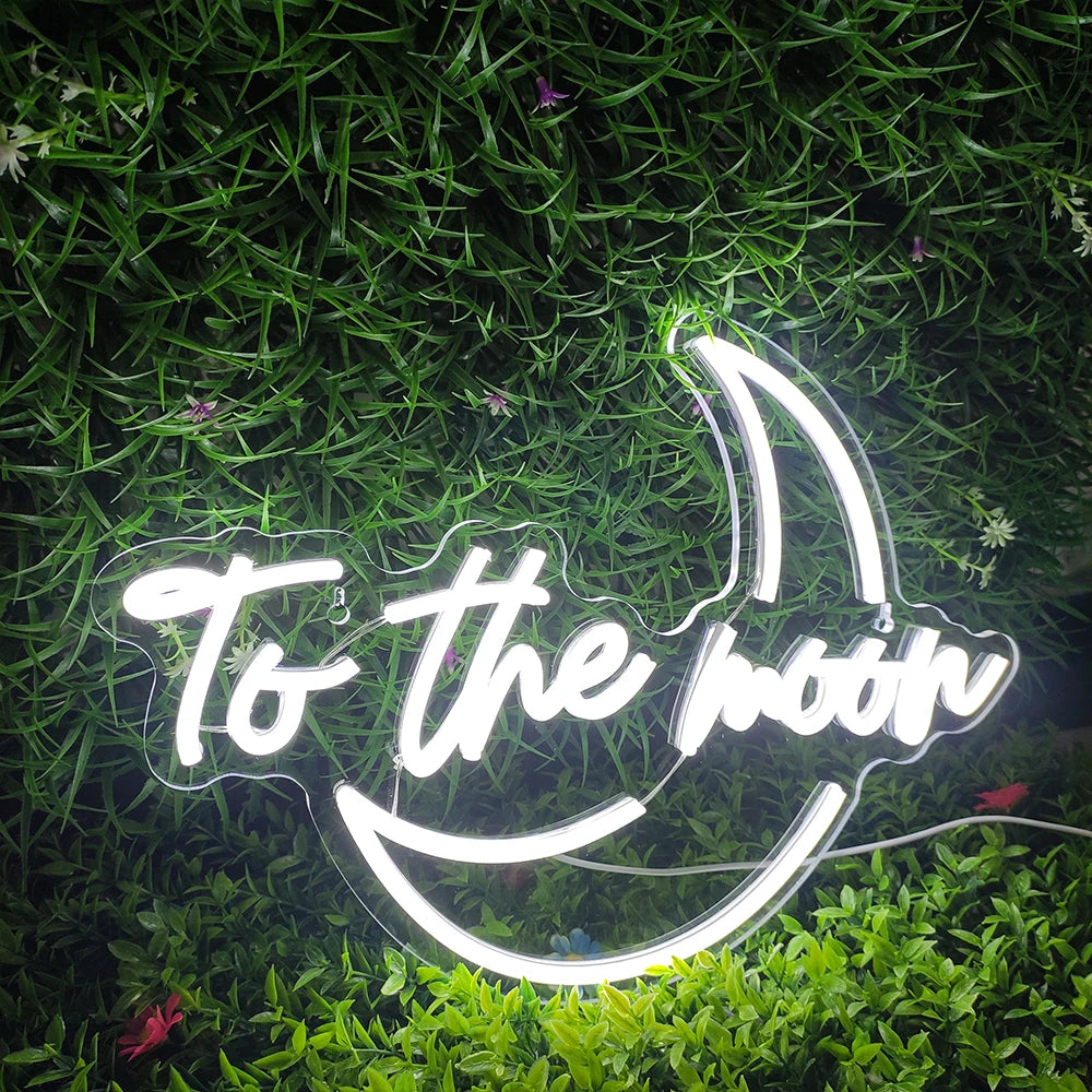 To the moon – Mondsichel – LED-Neonschild (5 V USB)