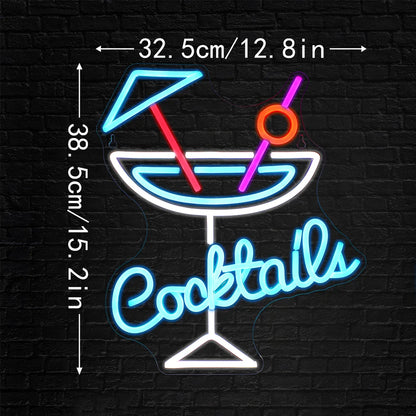 Cocktails 5V Mini USB LED Neon Sign - Budget Friendly