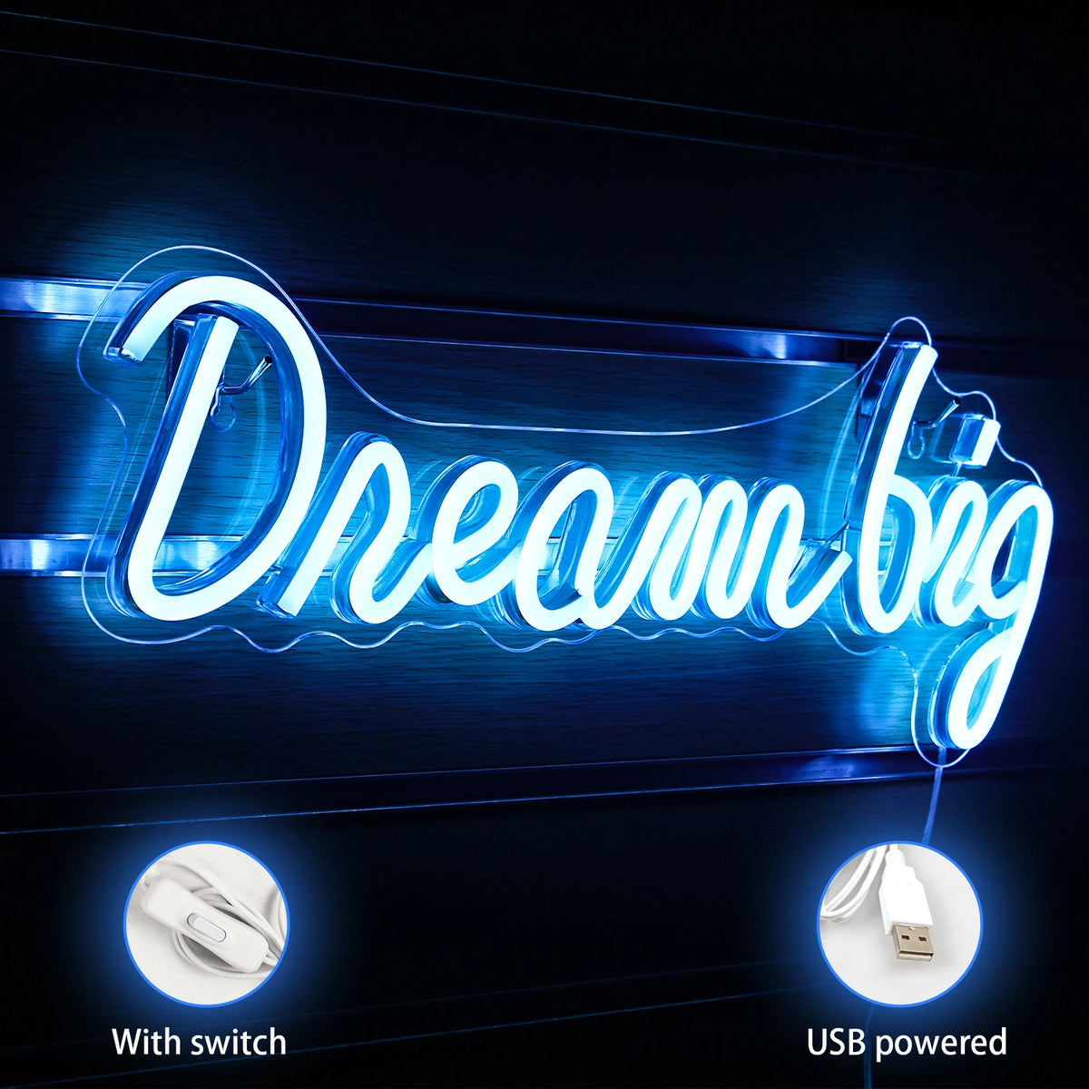 Dream Big – LED-Neon-Schriftzug (5 V USB)