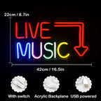 LIVE MUSIC – Pfeil – LED-Neonschild (5 V USB)