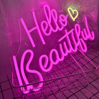 Hello Beautiful 5V USB LED Neon Sign - Budget Friendly