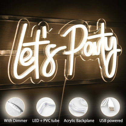 Let's Party 5V Mini USB LED Neon Sign - Budget Friendly