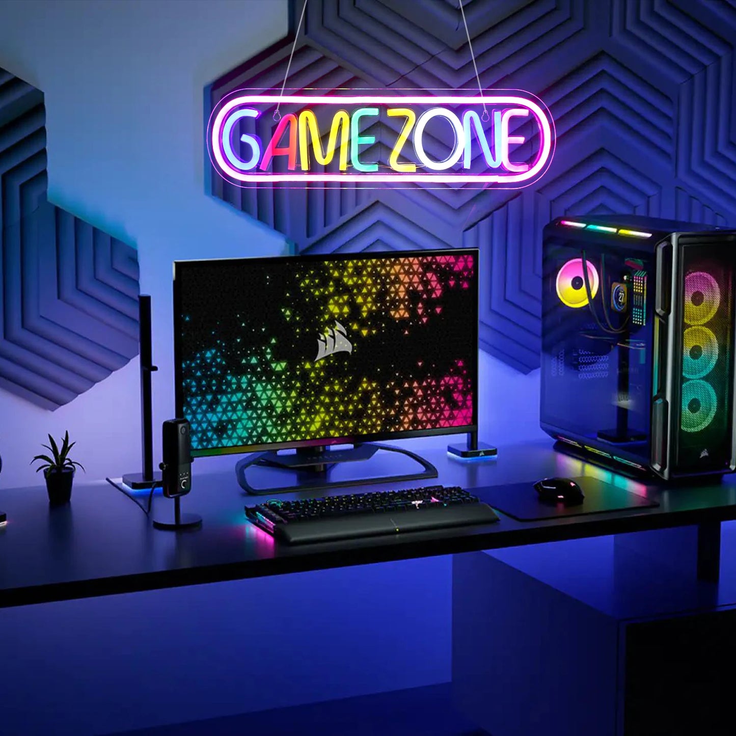 Colorful Game Zone 5V Mini USB LED Neon Sign - Budget Friendly