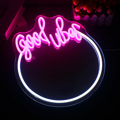 Good Vibes Mirror 5V Mini USB LED Neon Sign - Budget Friendly