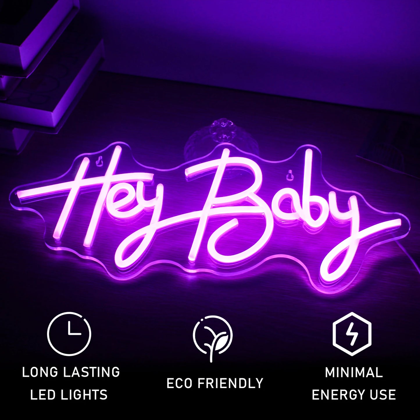 Hey Baby 5V Mini USB LED Neon Sign - Budget Friendly