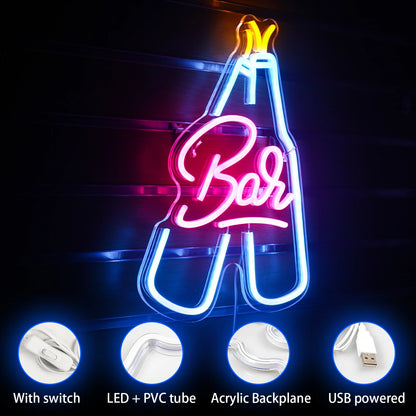 Bar 5V Mini USB LED Neon Sign - Budget Friendly