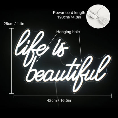 Life is beautiful 5V Mini USB LED Neon Sign - Budget Friendly