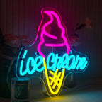 Ice Cream – Eistüte oberhalb – LED-Leuchtschild (5 V USB)