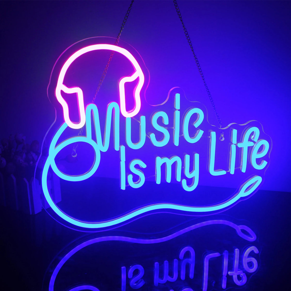 Music is my Life – Kopfhörer – LED-Neonschild (5 V USB)