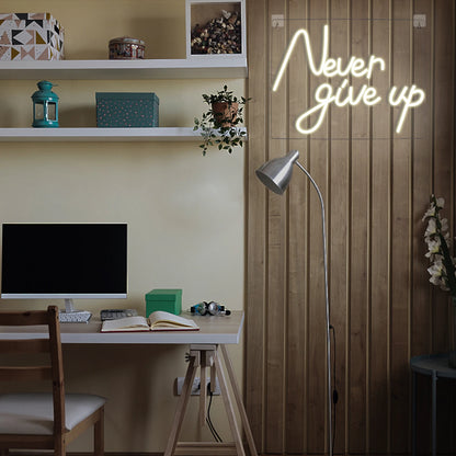 Never Give Up 5V Mini USB LED Neon Sign - Budget Friendly