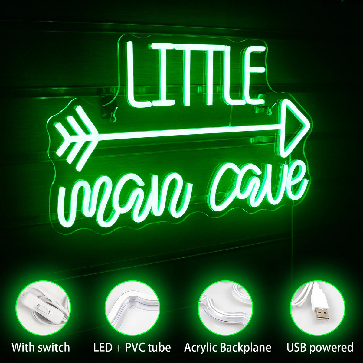 Little Man Cave 5V USB LED Neon Sign - Budget Friendly