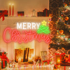 Merry Christmas – Weihnachtsbaum und Stern – LED-Neonschild (5 V USB)