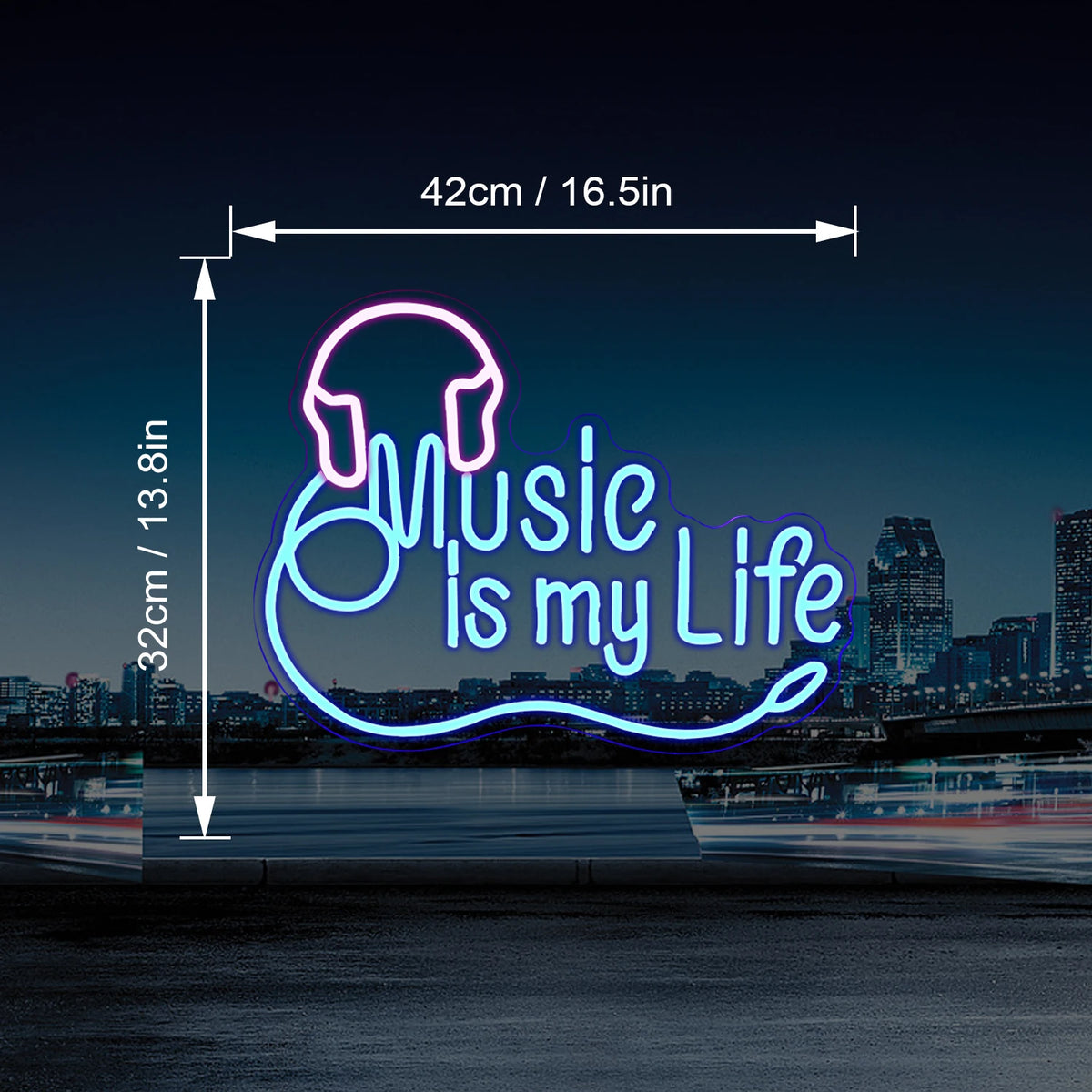 Music is my Life – Kopfhörer – LED-Neonschild (5 V USB)