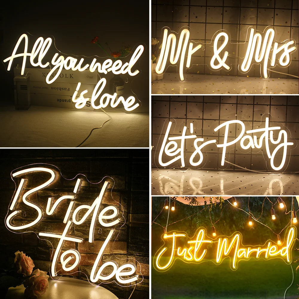 Fertige Hochzeitsschriftzüge – LED-Neonschild (5 V USB)
