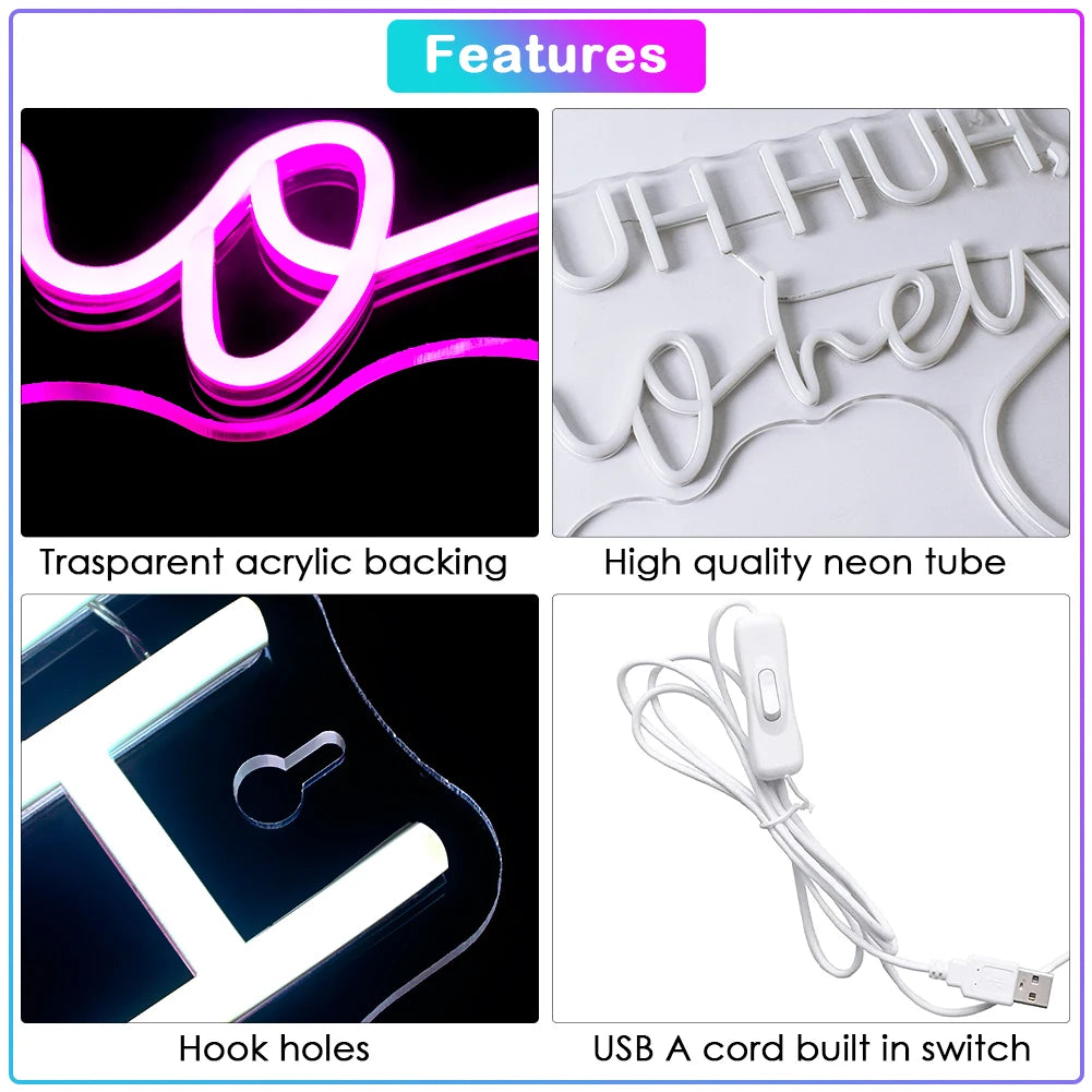 Uh Huh, Honey – LED-Neon-Schriftzug (5 V USB)