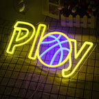 Play – Basketball anstelle des A – LED-Neonschild (5 V USB)