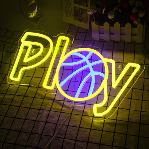 Play – Basketball anstelle des A – LED-Neonschild (5 V USB)