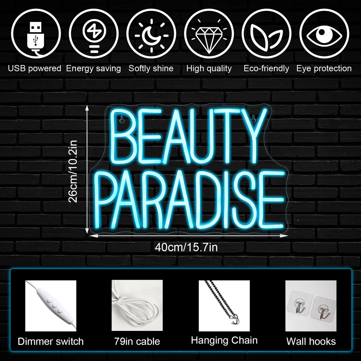 Beauty Paradise – LED-Leuchtschild (5 V USB)