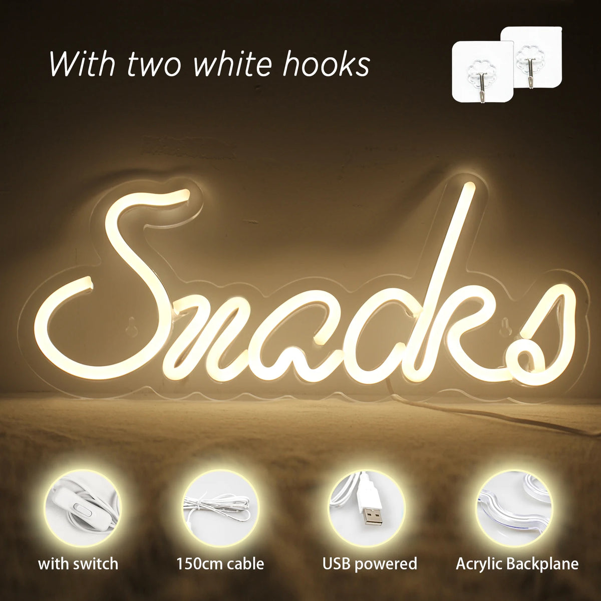Snacks – LED-Leuchtschild (5 V USB)