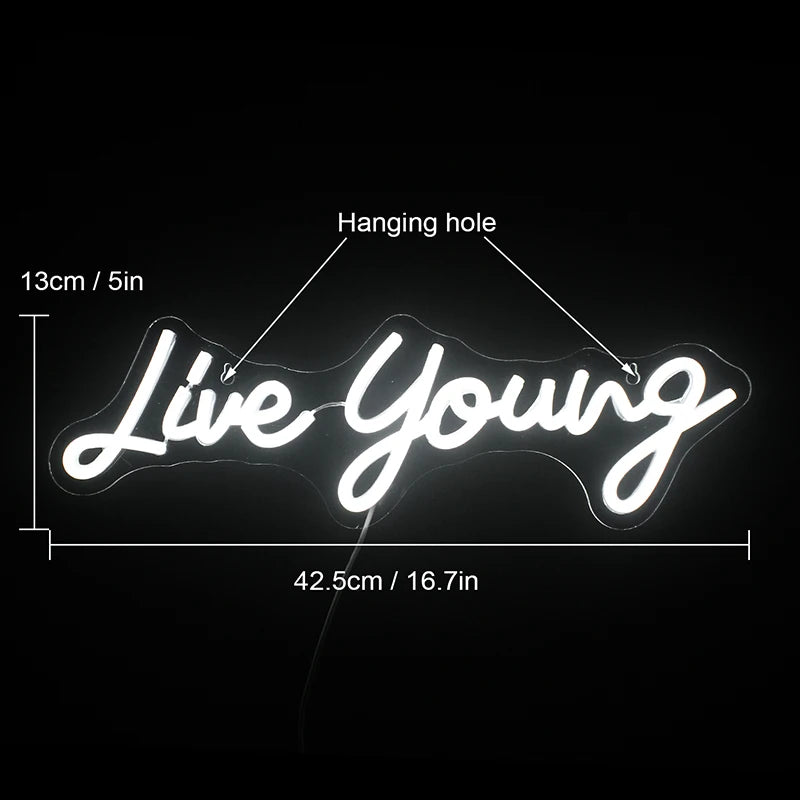 Live Young – LED-Neon-Schriftzug (5 V USB)