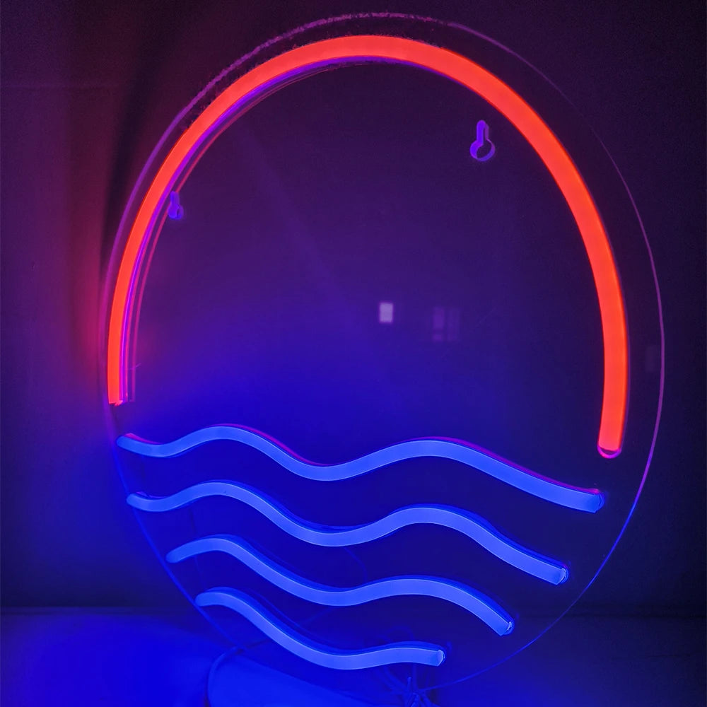 Sonnenuntergang und Meer – LED-Neonschild (5 V USB)
