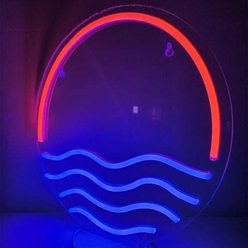 Sonnenuntergang und Meer – LED-Neonschild (5 V USB)