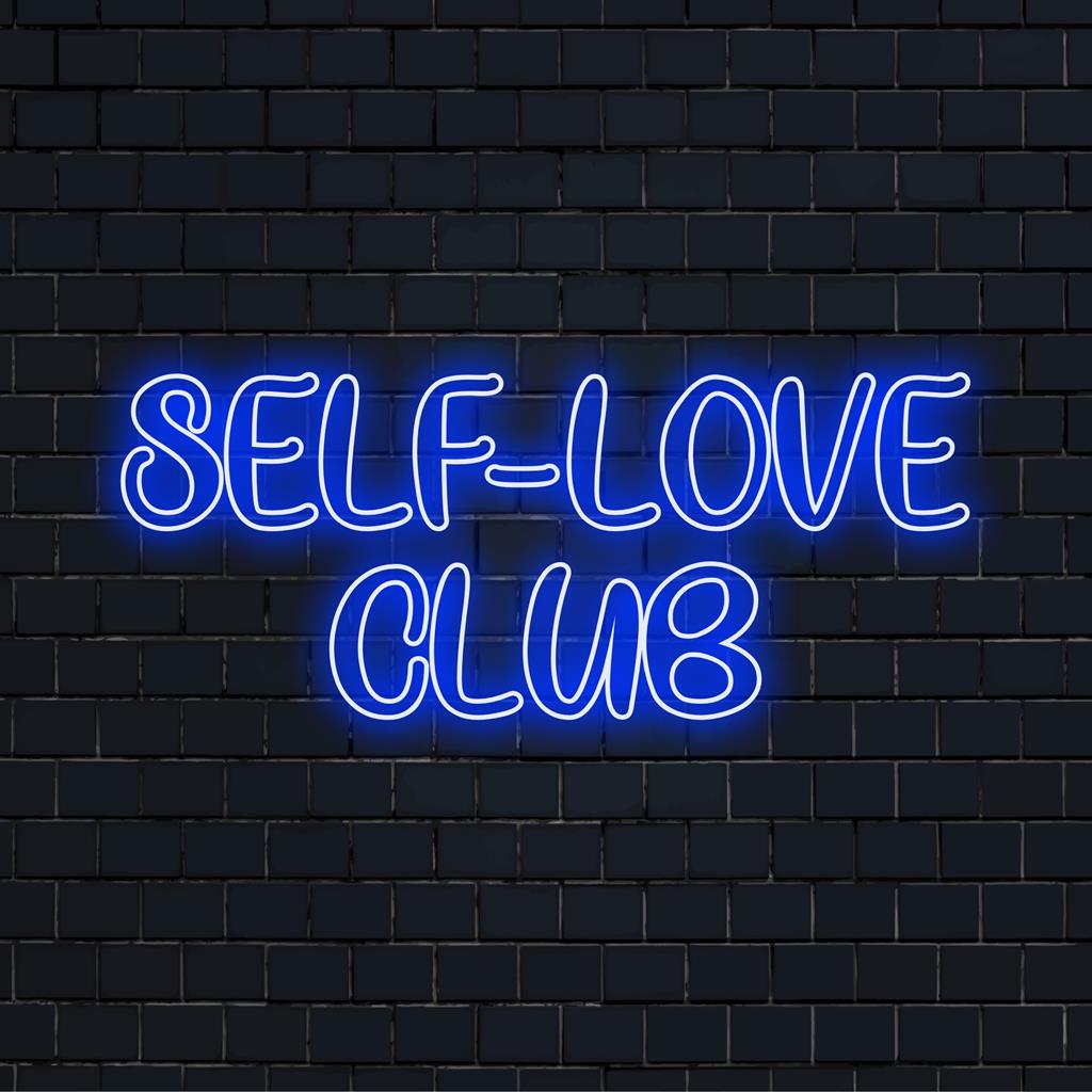 Bespoke Self-Love Club neon sign, blending bright elegance and empowerment. Ideal for customized neon décor and unique ambience.