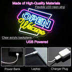 Open Welcome 5V USB LED Neon Sign - Budget Friendly