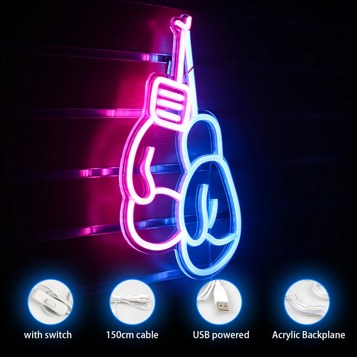 Boxhandschuhe – LED-Neonschild (5 V USB)