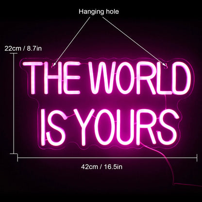 Ineonlife The World Is Yours 5V Mini USB LED Neon Sign - Budget Friendly