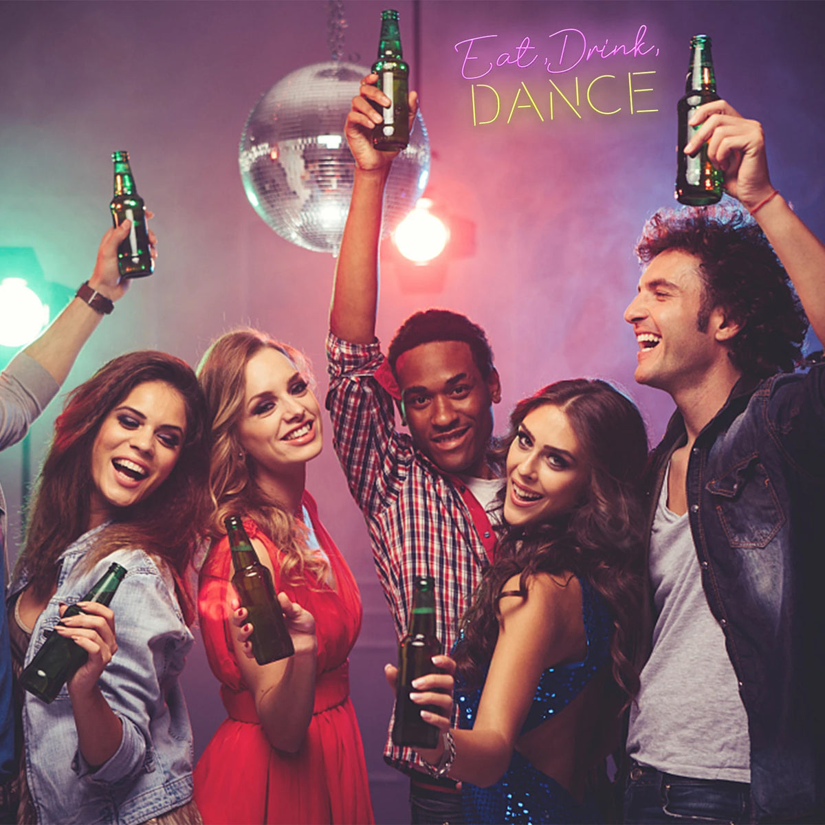 Eat, Drink, DANCE – LED-Leuchtschild (5 V USB)