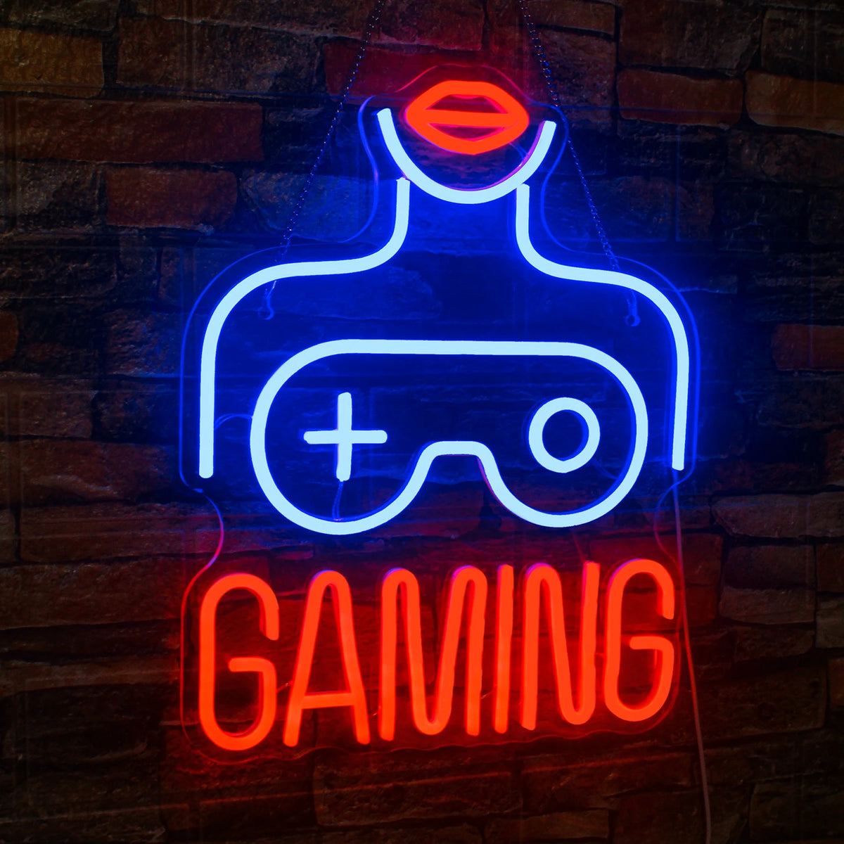 GAMING – Frau und Gamecontroller – LED-Neonschild (5 V USB)
