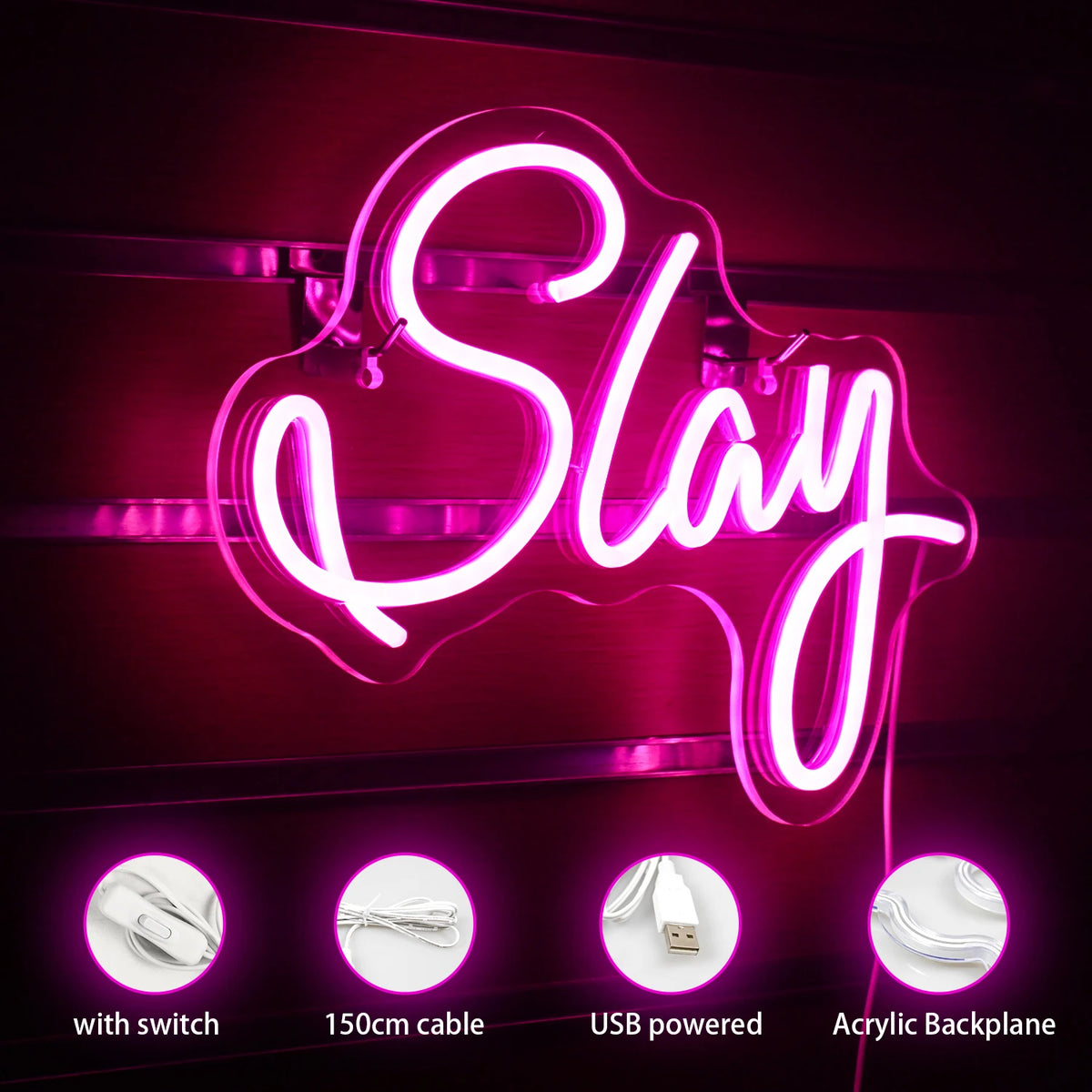 Slay – LED-Leuchtschild (5 V USB)