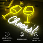 Cheers! – Anstoßende Weingläser – LED-Leuchtschild (5 V USB)