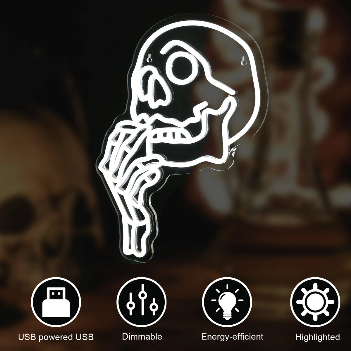 Totenkopf – LED-Neonschild (5 V USB)